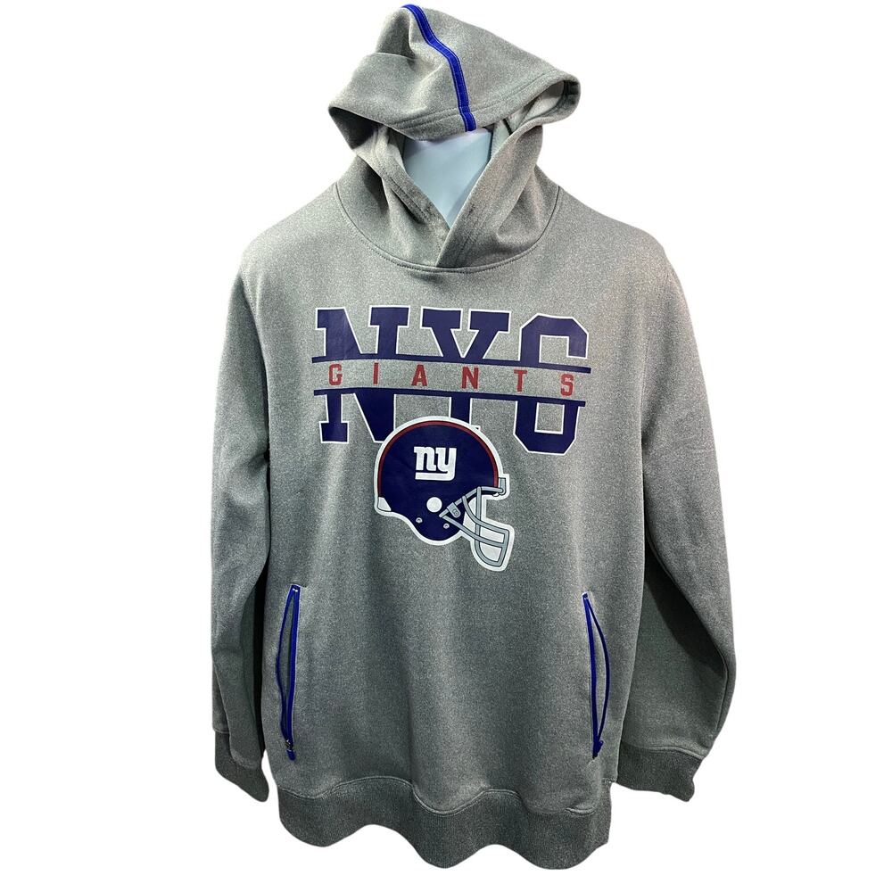 New York Giants Hoodie Mens Large Gray Blue Sweatshirt Pullover NFL